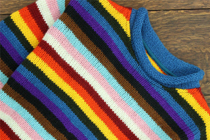 Hand Knitted Wool Jumper - Stripe Progress Rainbow