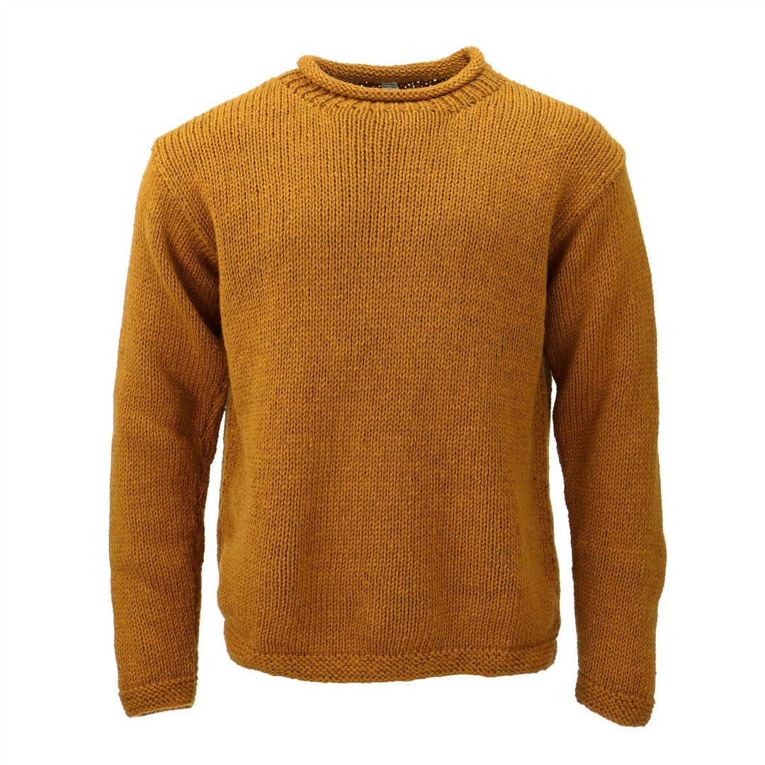 Hand Knitted Wool Jumper - Plain Mustard