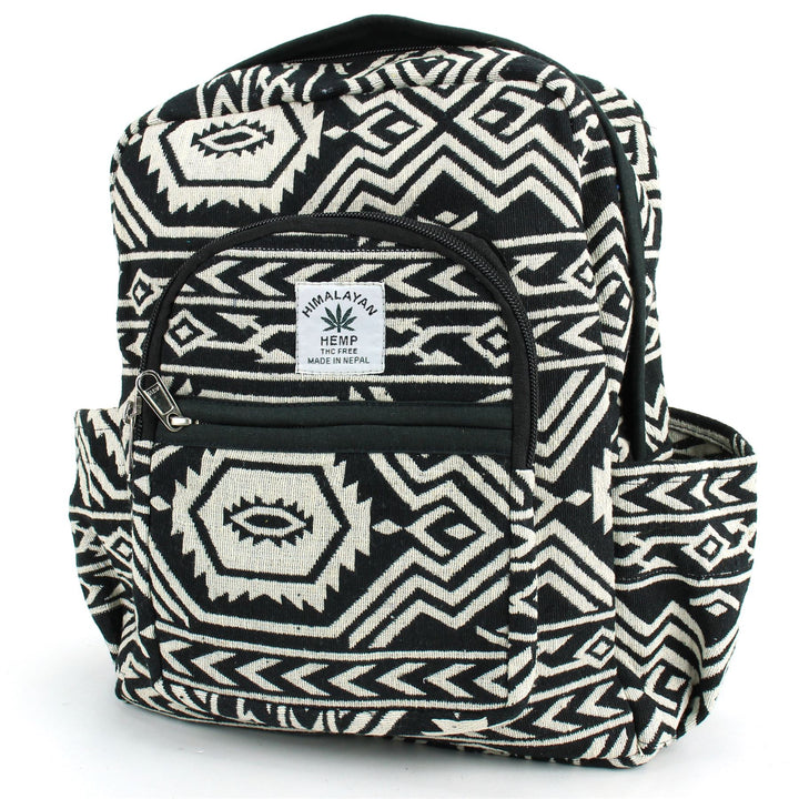 Himalayan Hemp Backpack - Black Aztec