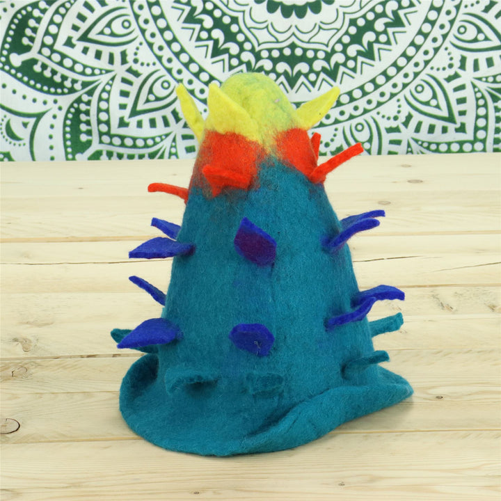 LoudElephant Handcrafted Wool Felt Hat from Nepal - Rainbow Tree