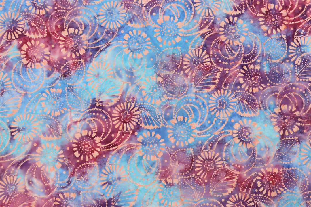 Handmade Batik Cotton Fabric on the Roll Cut To Order 118cm 46" Wide by 50cm Length - Print 004