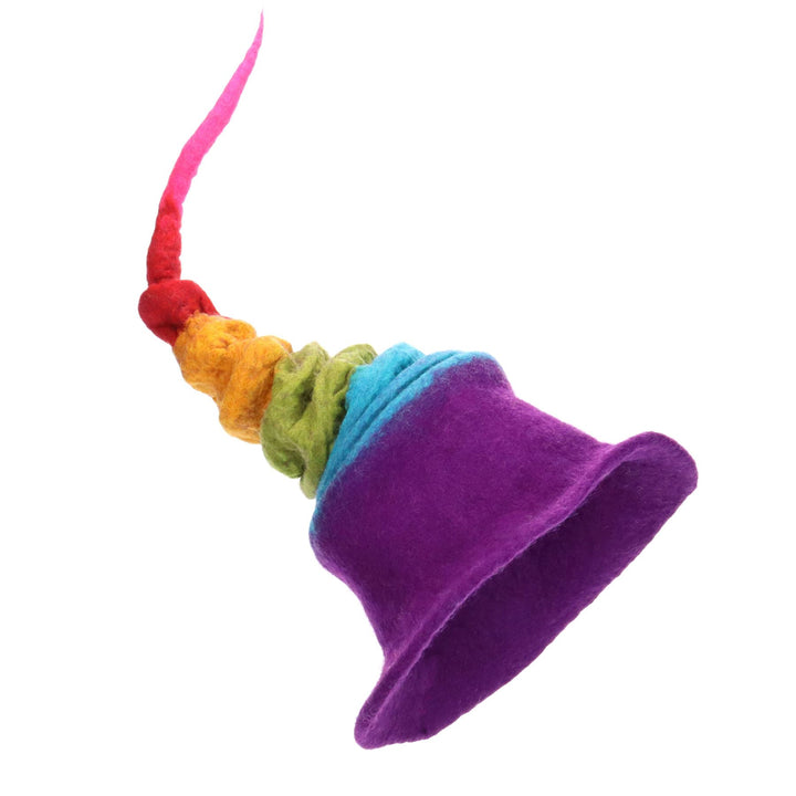 LoudElephant Handcrafted Wool Felt Hat from Nepal - Purple Rainbow