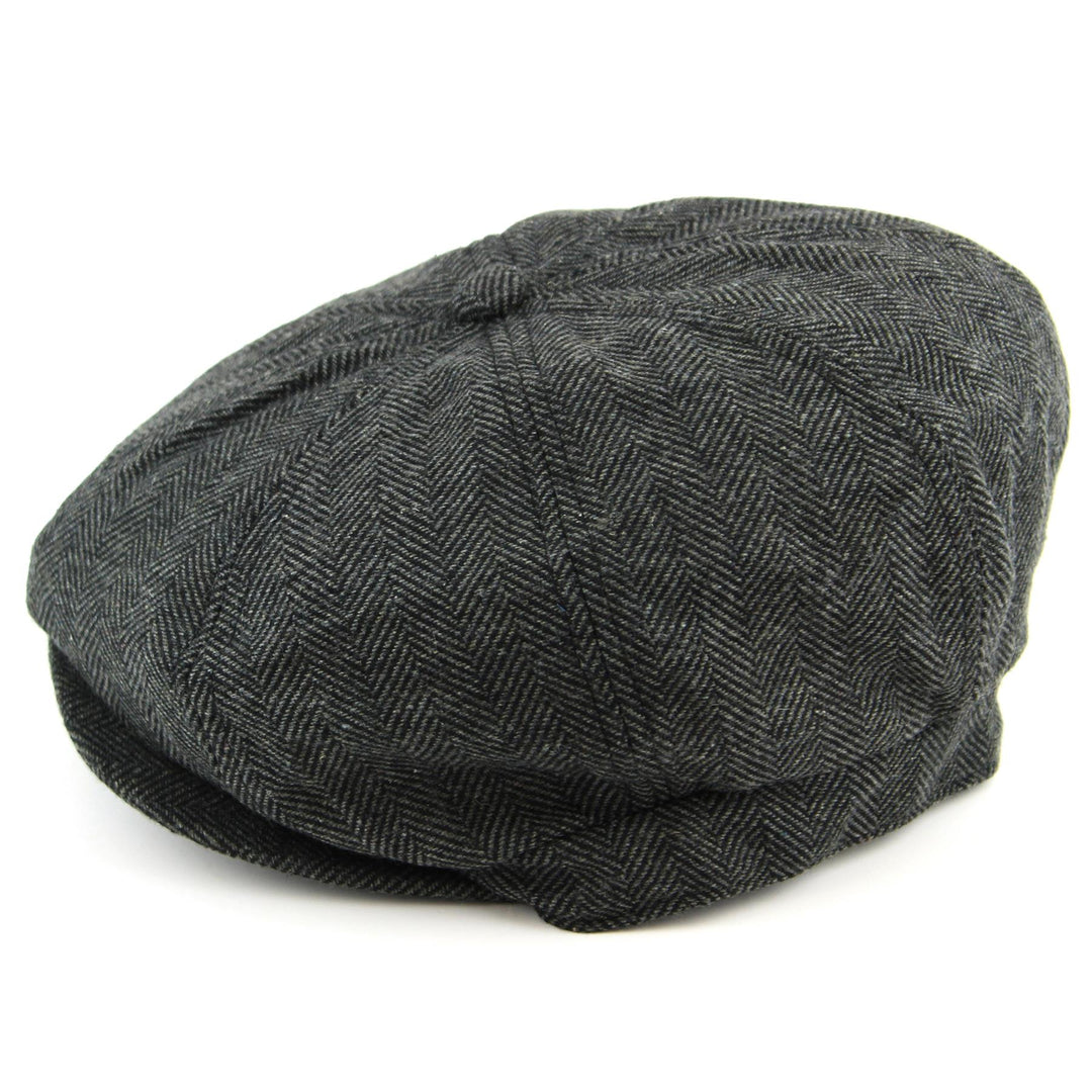 Herringbone Newsboy 8 panel Gatsby cap - Grey