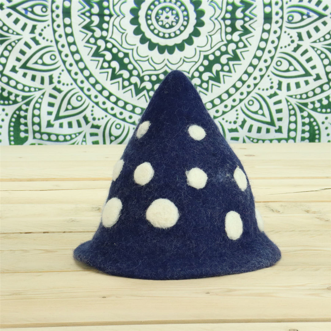 LoudElephant Handcrafted Wool Felt Hat from Nepal - Elf Navy Blue