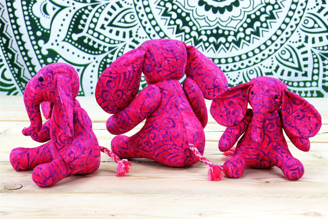 Batik Cotton Friendship Elephant - Pink Tribal