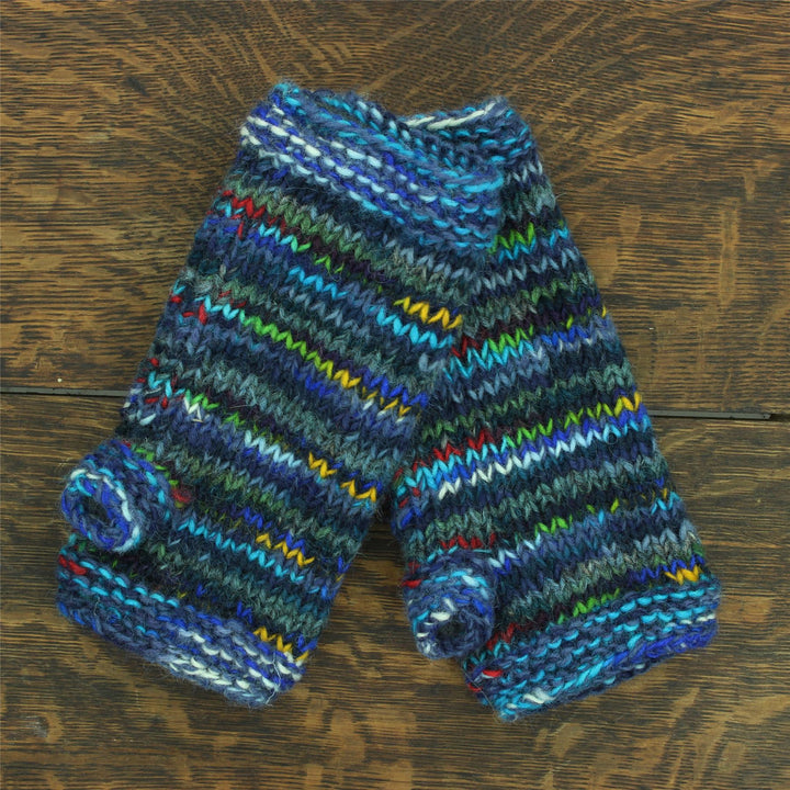 Hand Knitted Wool Arm Warmer - SD Dark Blue Mix