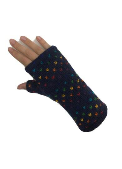 Wool Knit Fleece Lined  Wrist Warmers - Tik Tik Navy