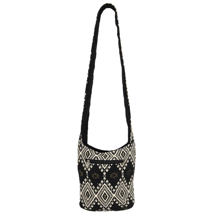 Cotton Canvas Sling Shoulder Bag - Black Cream