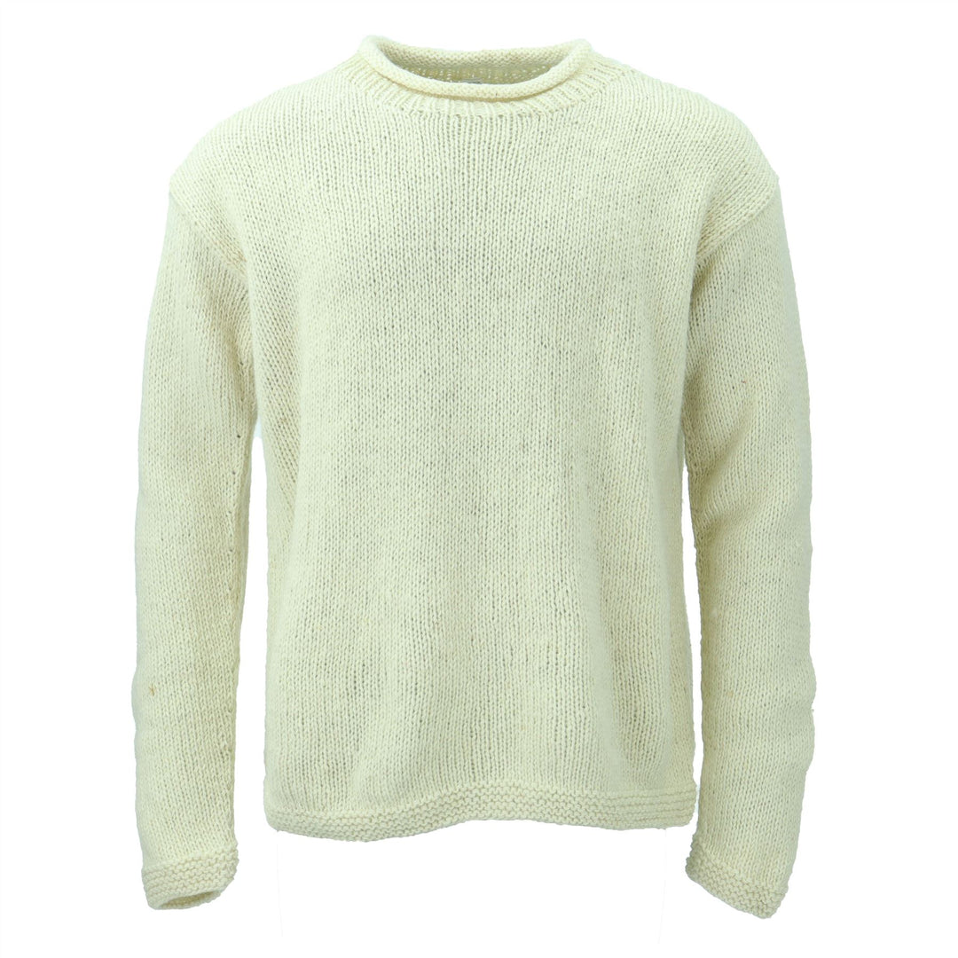 Hand Knitted Wool Jumper - Plain Cream