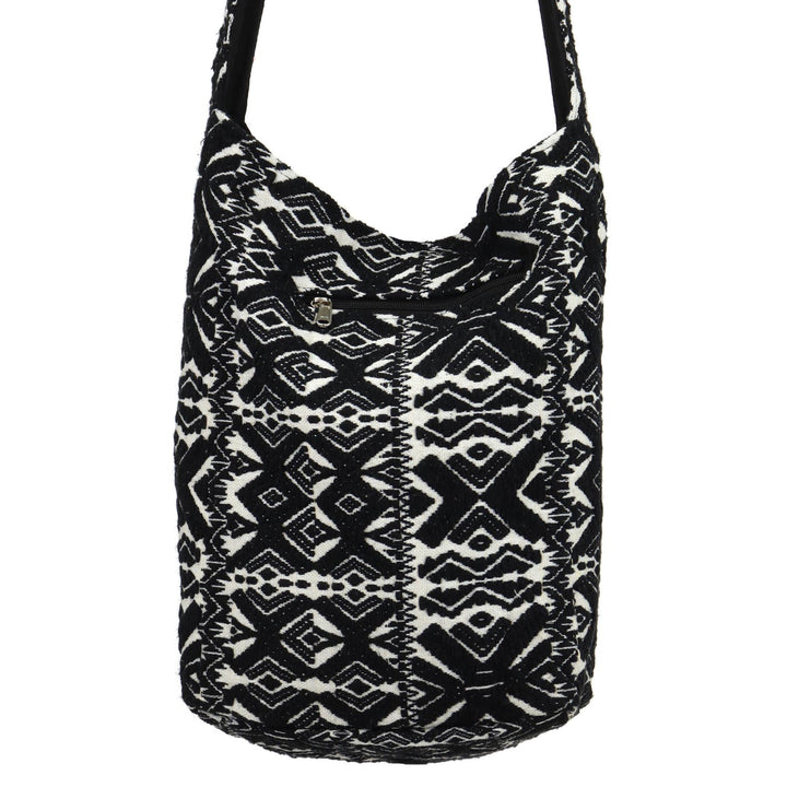 Cotton Canvas Sling Shoulder Bag - Black X