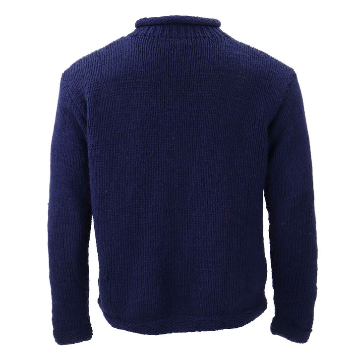 Hand Knitted Wool Jumper - Plain Navy