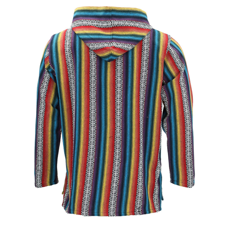 Woven Gheri Cotton Baja Hoodie - Rainbow