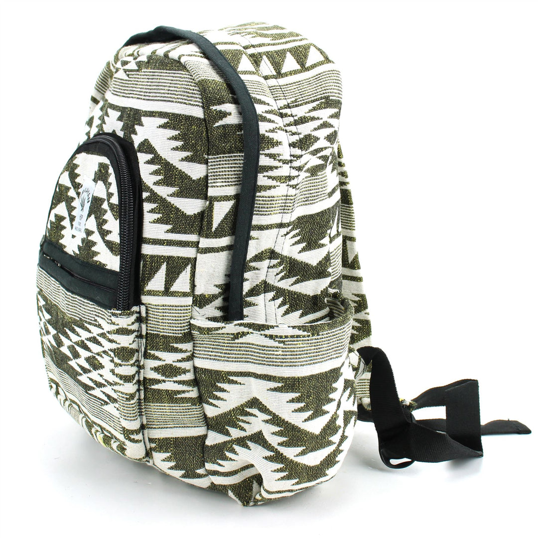 Himalayan Hemp Backpack - Green Aztec