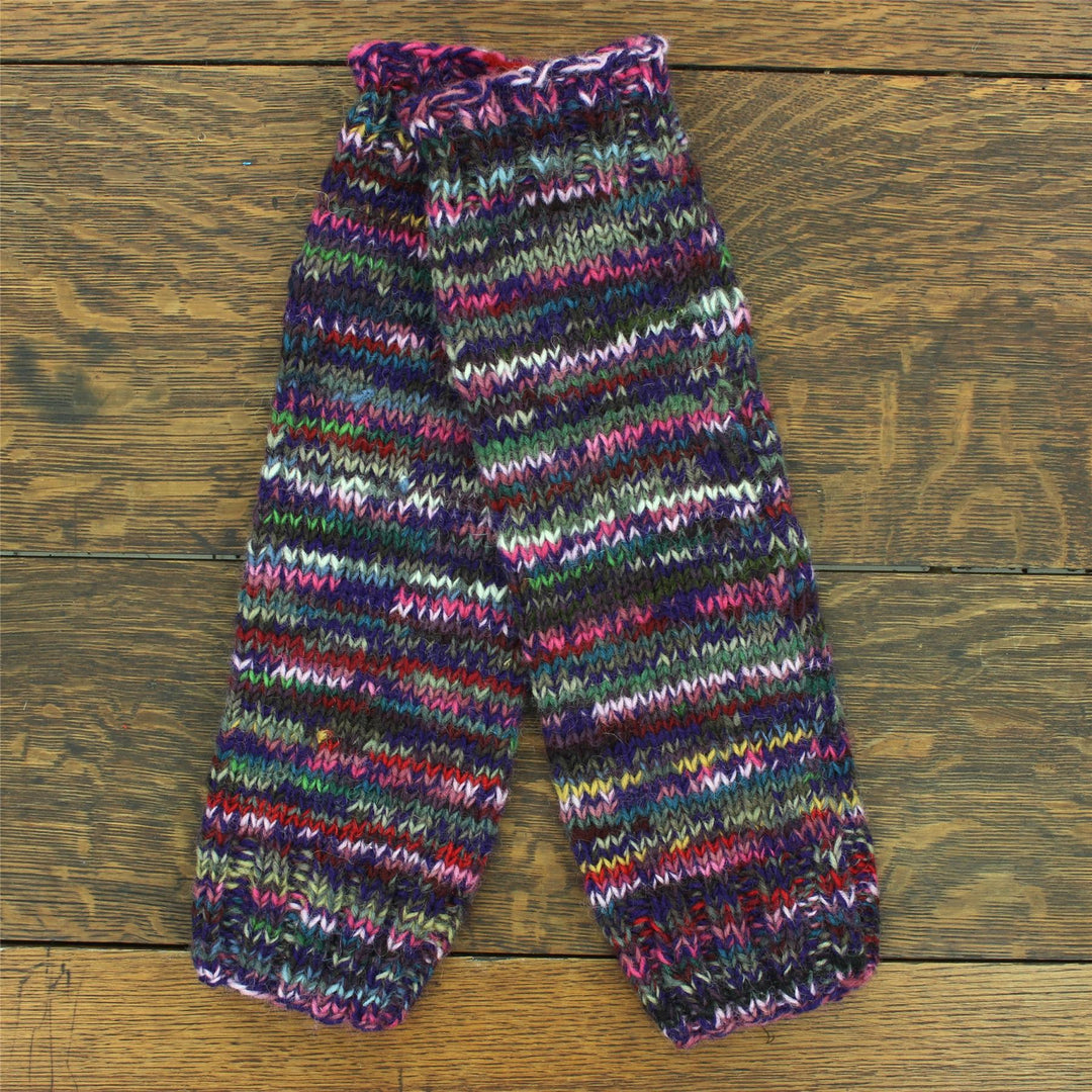 Hand Knitted Wool Leg Warmers - SD Purple Mix