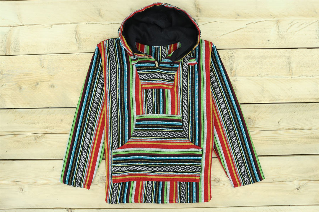 Woven Gheri Cotton Baja Hoodie - Mexican Diamond