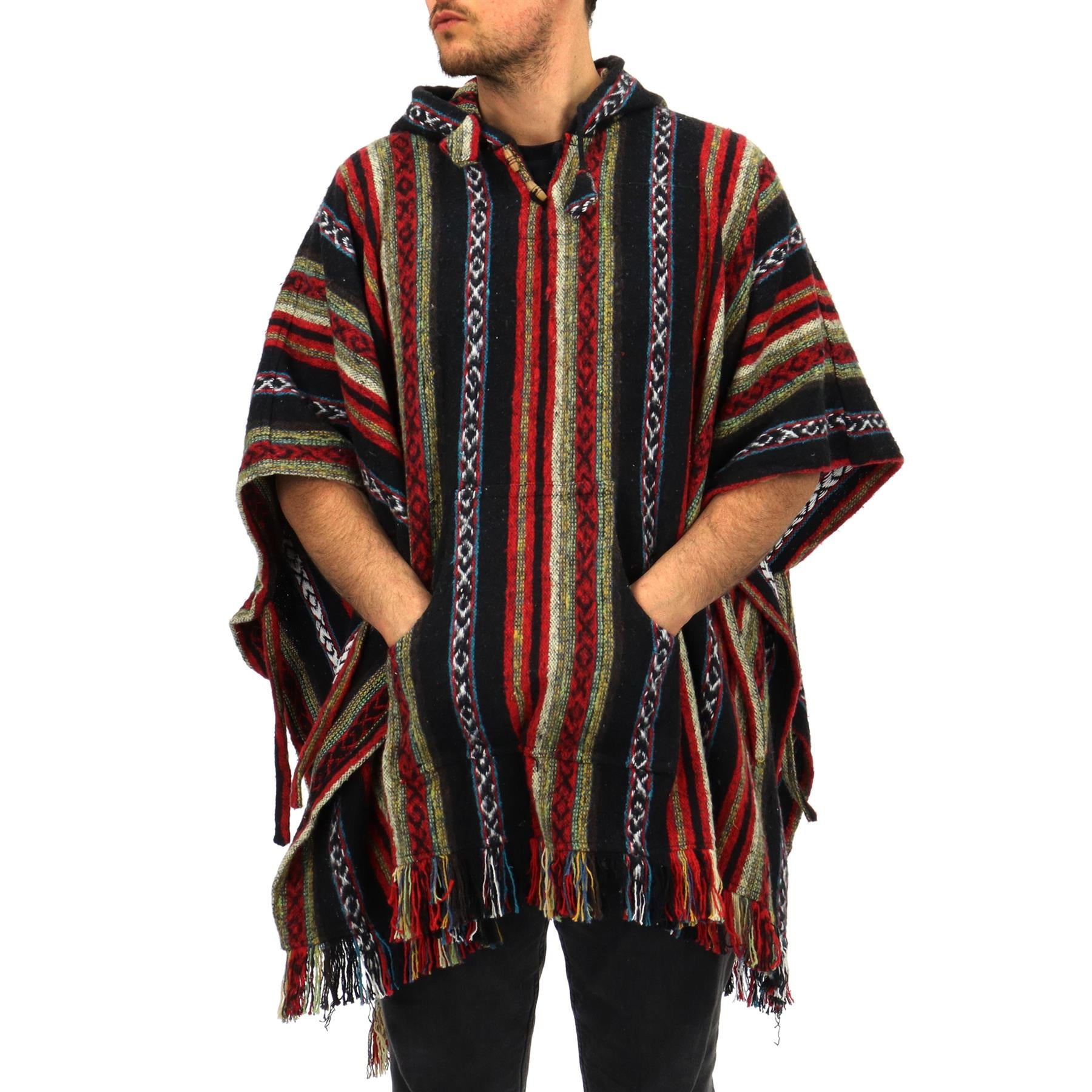 Black hooded poncho mens hotsell