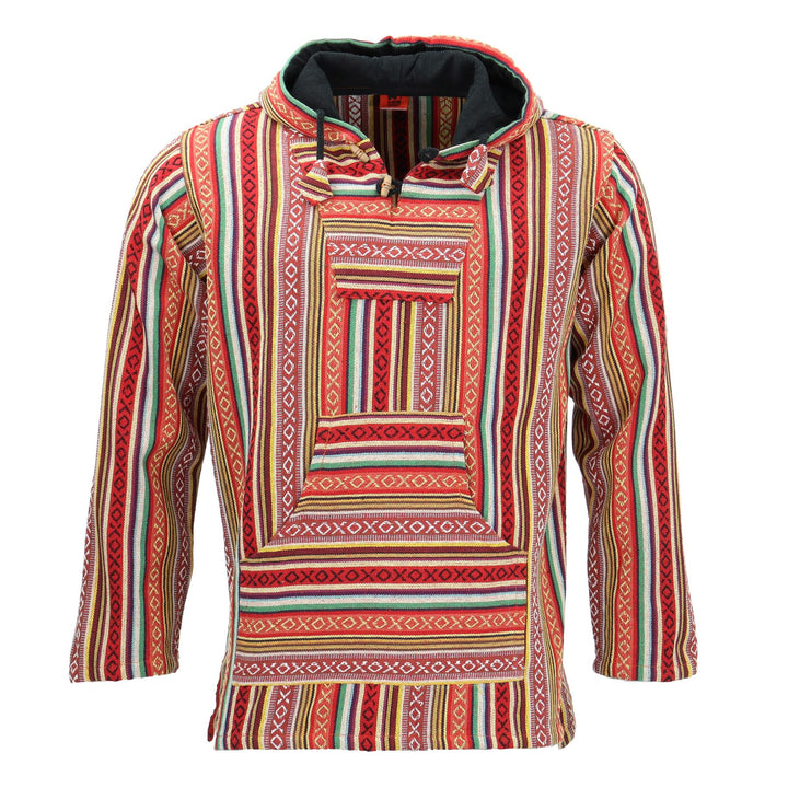 Woven Gheri Cotton Baja Hoodie - Blood Orange