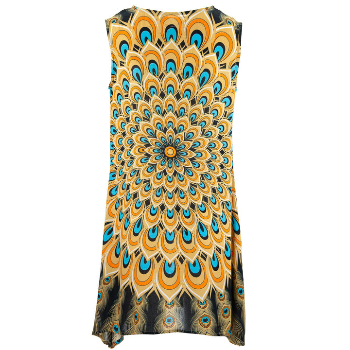 The Swirl Shift Dress - Peacock Mandala Desert Haze