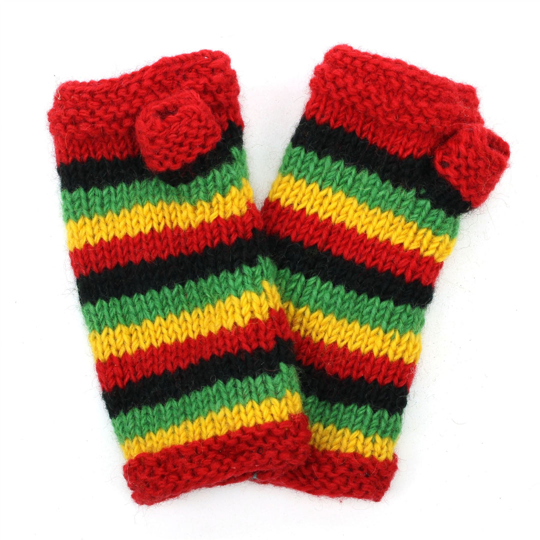 Hand Knitted Wool Arm Warmer - Stripe Rasta