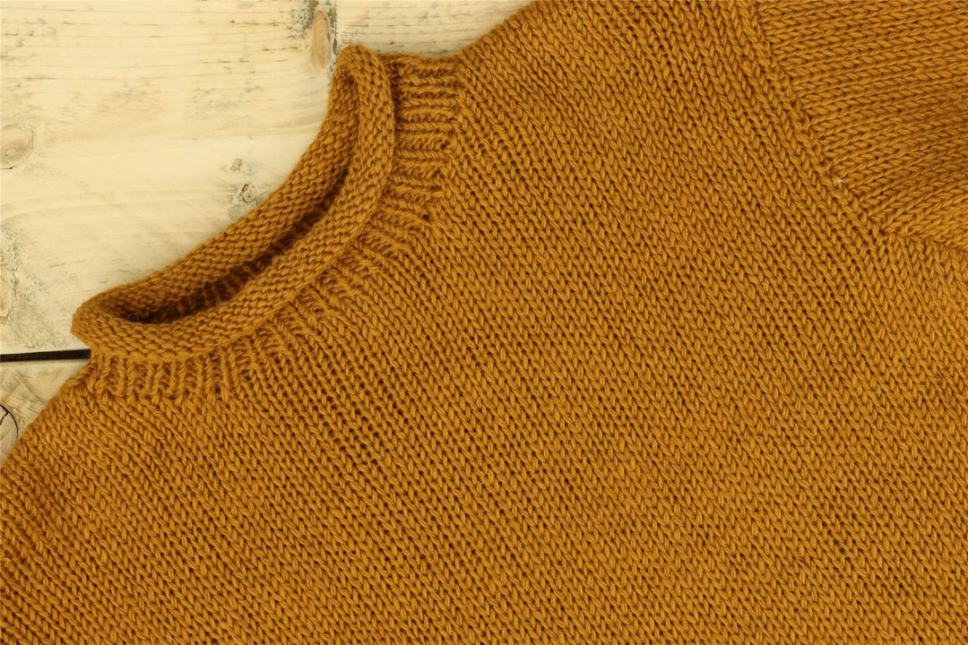 Hand Knitted Wool Jumper - Plain Mustard