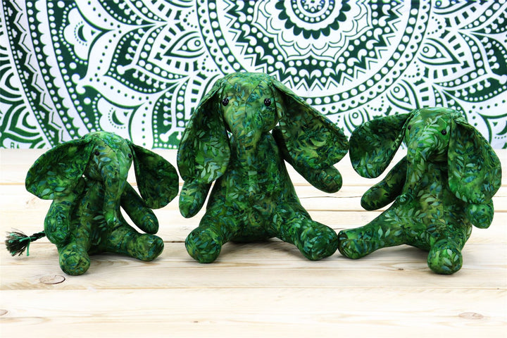 Batik Cotton Friendship Elephant - Forest Green