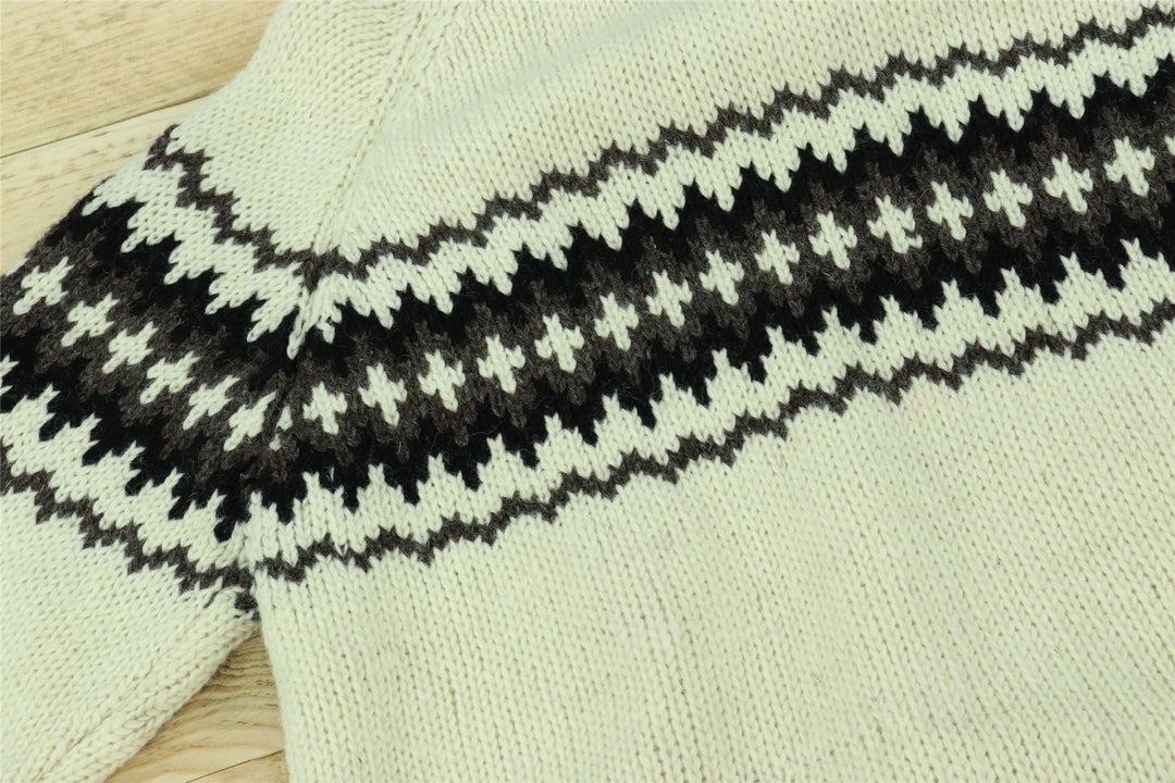 Hand Knitted Wool Jumper - Fairisle Cream