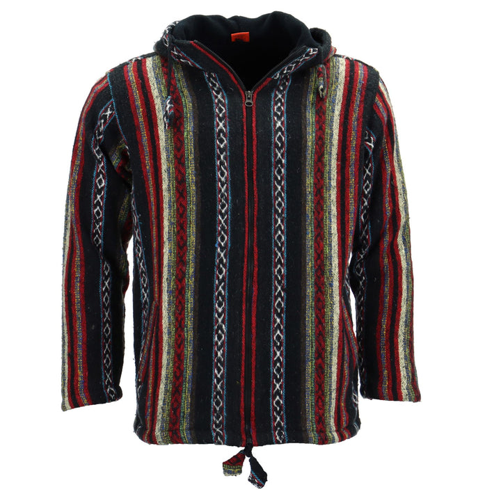 Brushed Gheri Cotton Hoodie Fleece Lined - Black Red