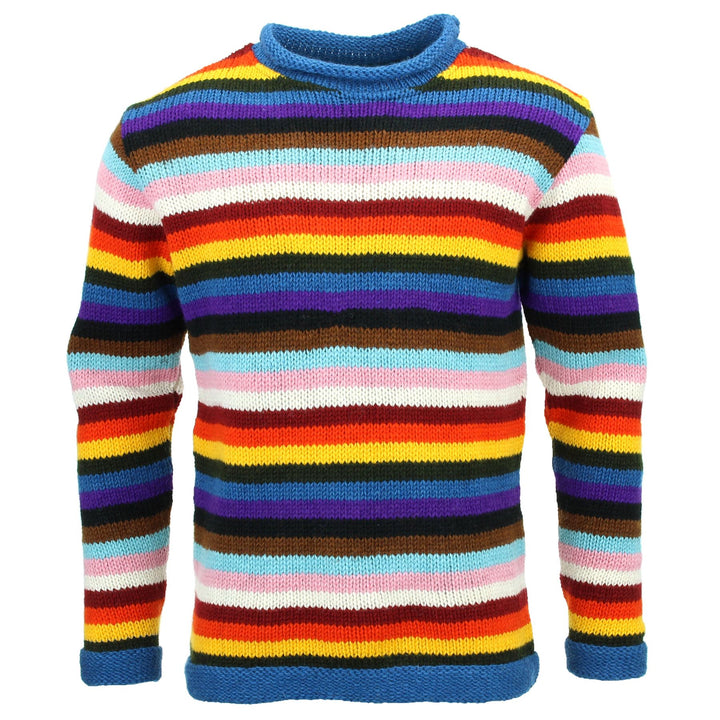 Hand Knitted Wool Jumper - Stripe Progress Rainbow