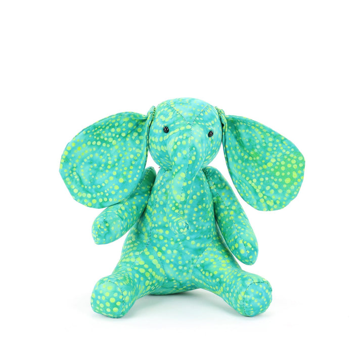 Batik Cotton Friendship Elephant - Green Dotty Spiral