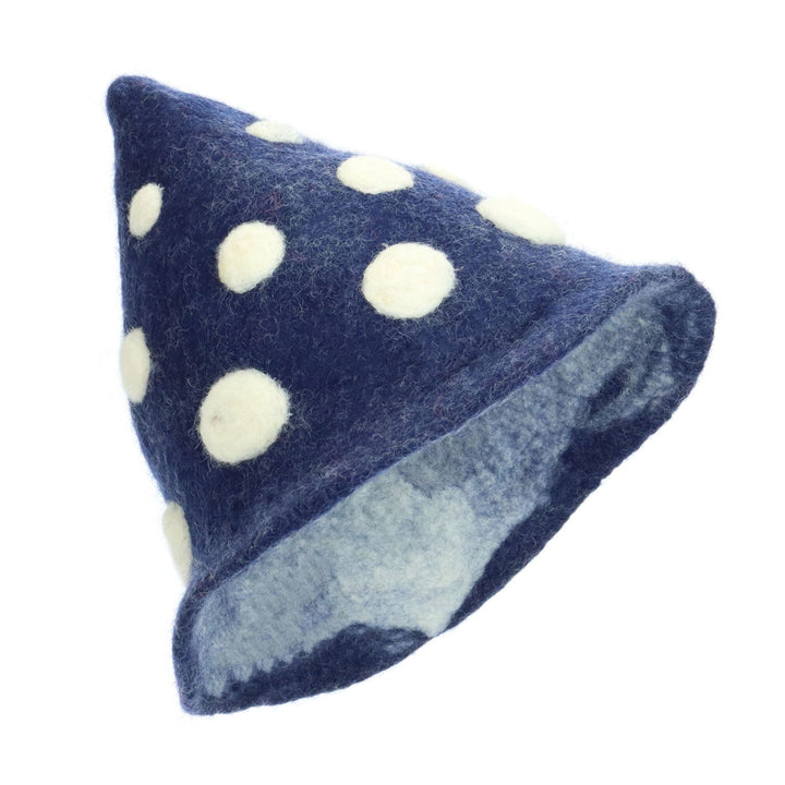 LoudElephant Handcrafted Wool Felt Hat from Nepal - Elf Navy Blue