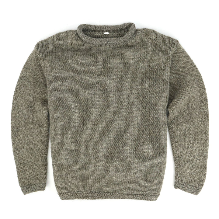 Hand Knitted Wool Jumper - Plain Grey