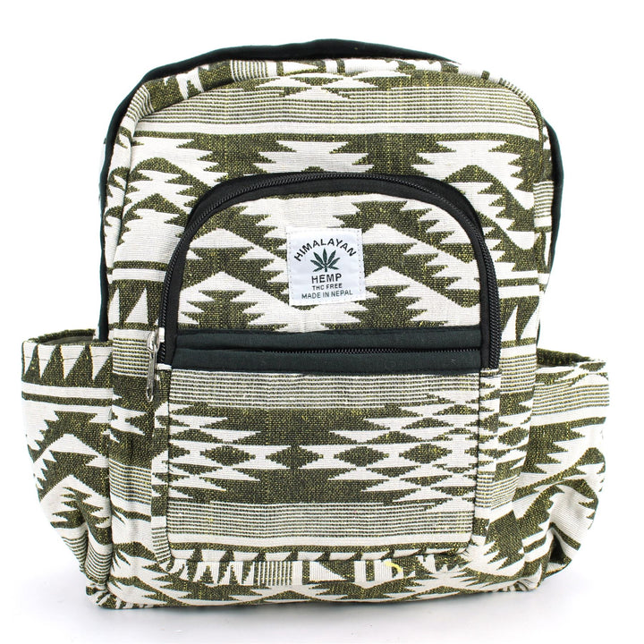 Himalayan Hemp Backpack - Green Aztec