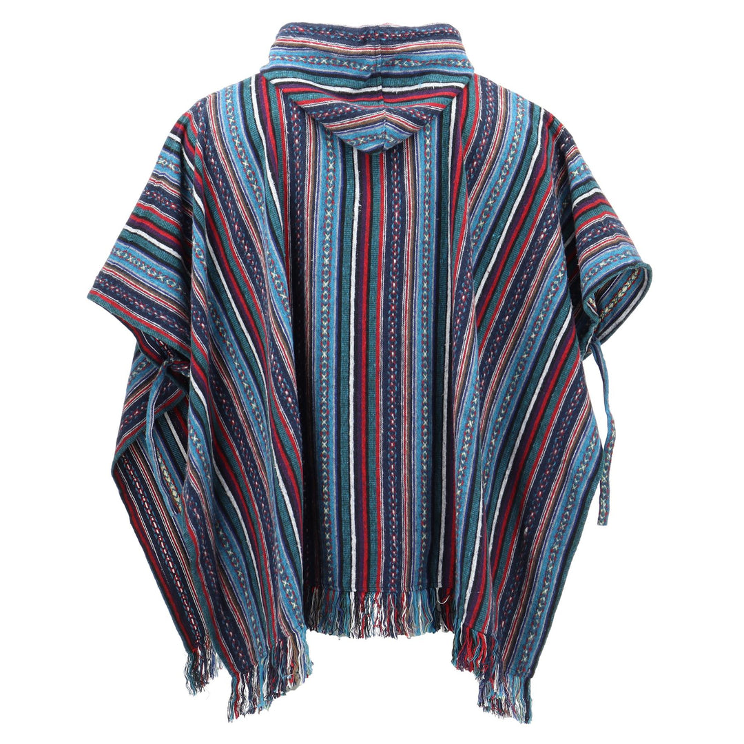 Brushed Cotton Hooded Poncho - Purple Sky