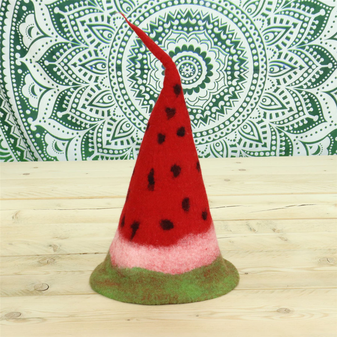 LoudElephant Handcrafted Wool Felt Hat from Nepal - Watermelon