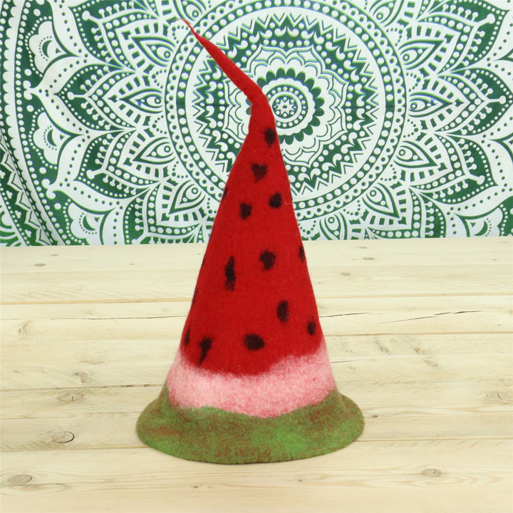 LoudElephant Handcrafted Wool Felt Hat from Nepal - Watermelon