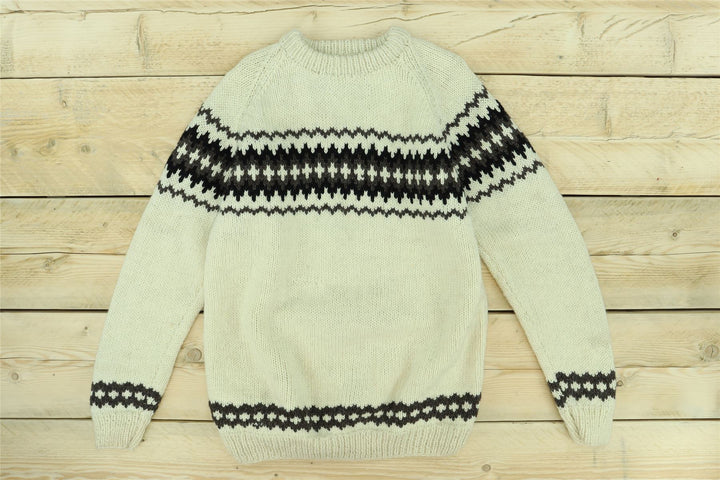 Hand Knitted Wool Jumper - Fairisle Cream