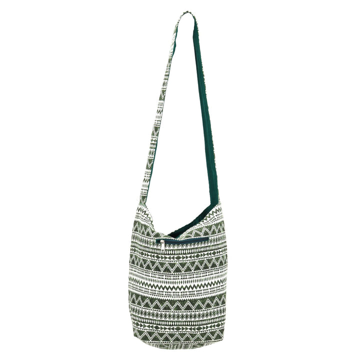 Cotton Canvas Sling Shoulder Bag - Green