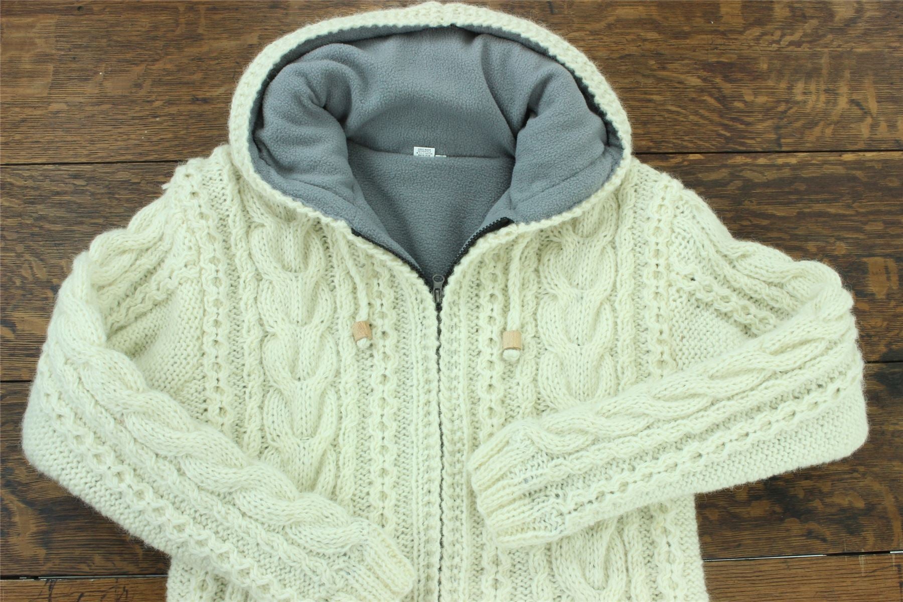 NATIVE KNIT Space Dye cheapest Fisherman Cable Knit Zipper Cardigan Chunky Wool Handmade