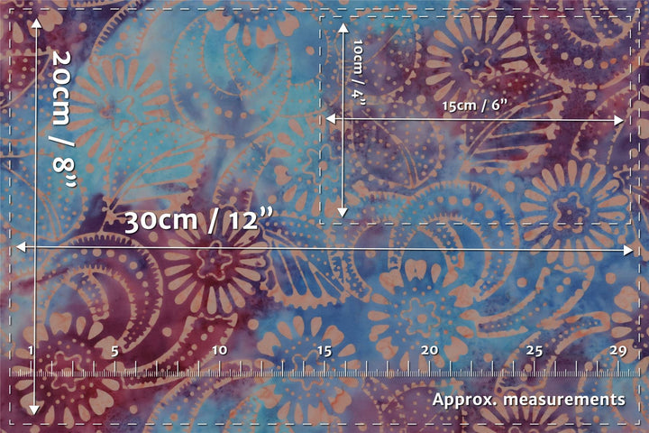 Handmade Batik Cotton Fabric on the Roll Cut To Order 118cm 46" Wide by 50cm Length - Print 004