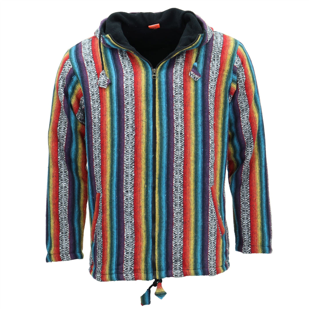 Brushed Gheri Cotton Hoodie Fleece Lined - Rainbow