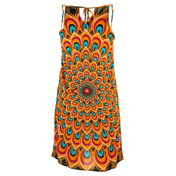 Strappy Dress - Peacock Mandala Orange Blue