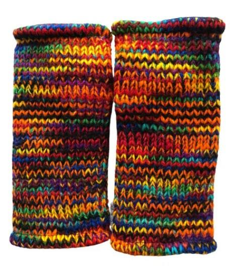 Wool Knit Fleece Lined  Wrist Warmers - SD Orange Multi