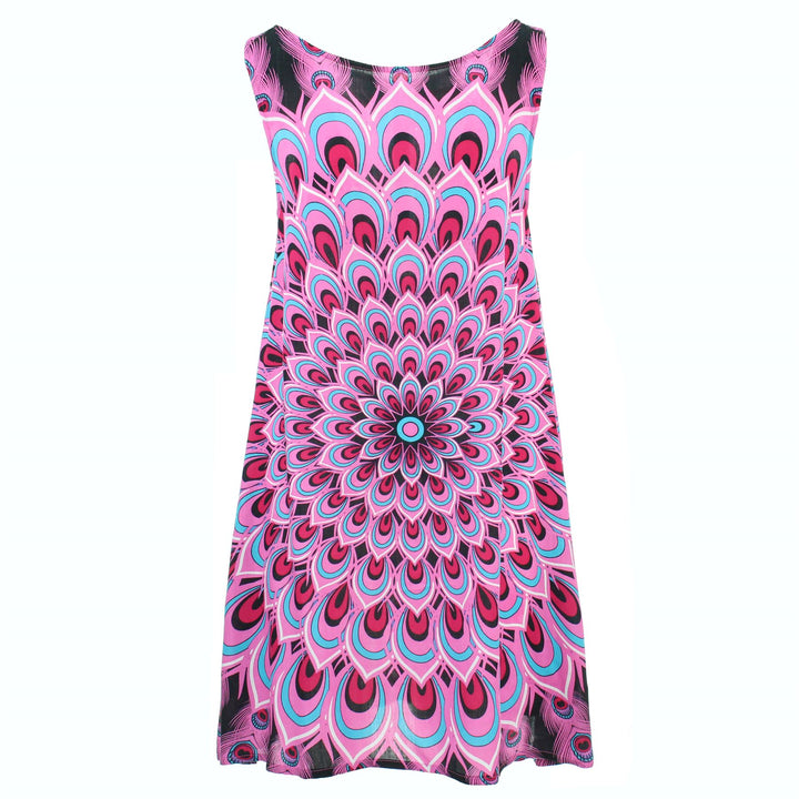 Shift Shaper Dress - Peacock Mandala Pink