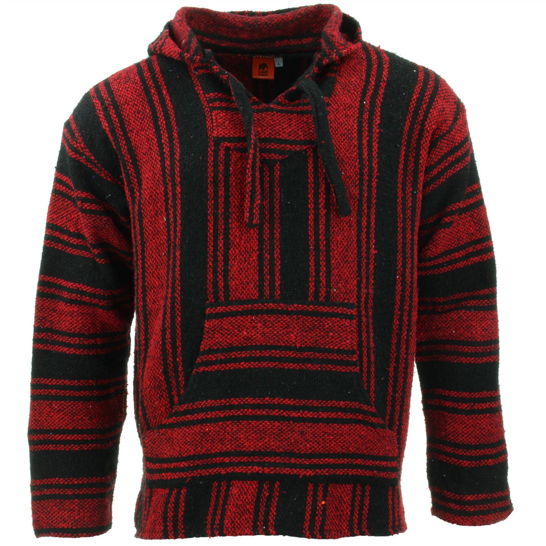 Recycled Mexican Baja Jerga Hoody - Red Black