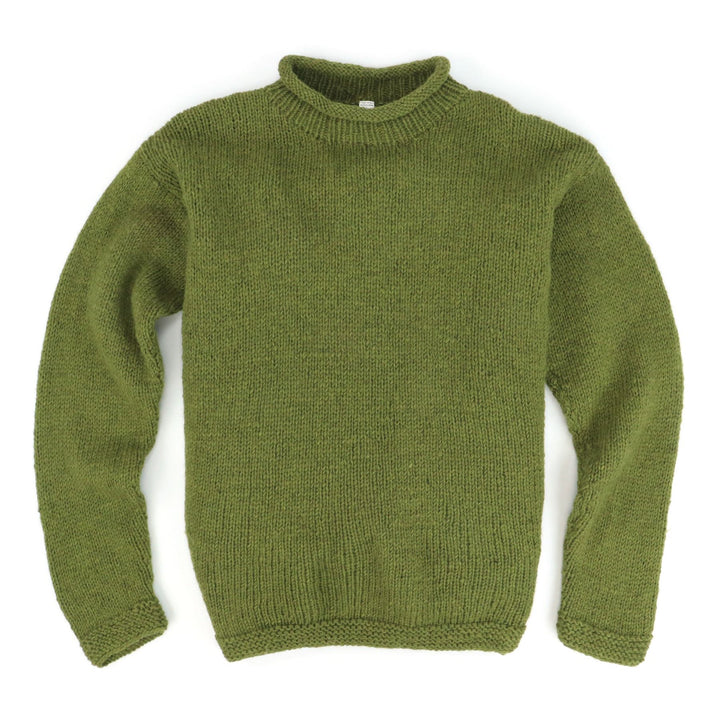 Hand Knitted Wool Jumper - Plain Green