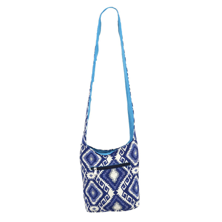 Cotton Canvas Sling Shoulder Bag - Blue Diamond