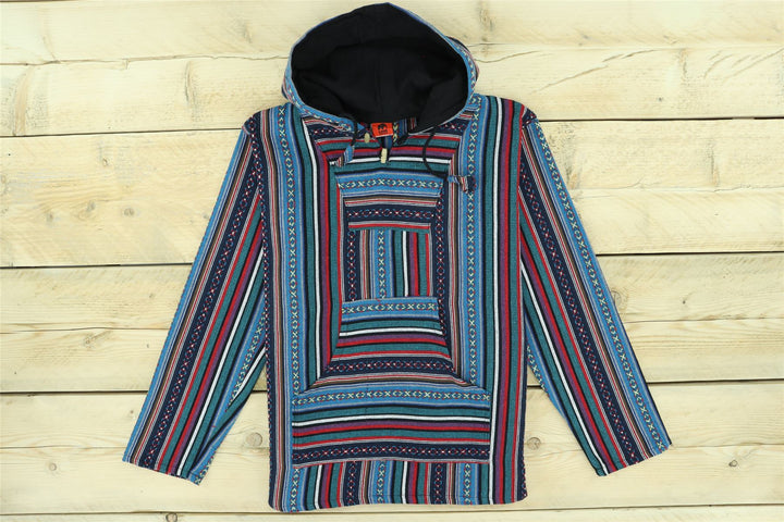 Woven Gheri Cotton Baja Hoodie - Purple Sky