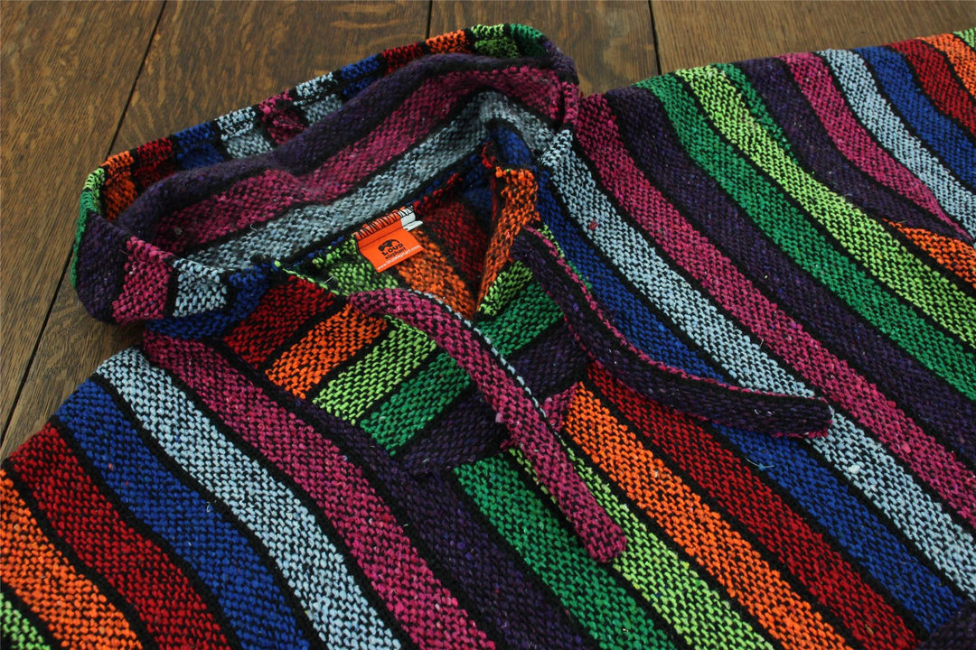 Recycled Mexican Baja Jerga Hoody - Rainbow