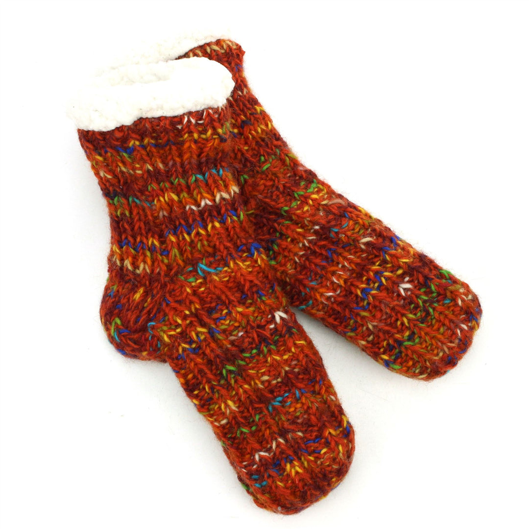 Hand Knitted Wool Ankle Socks - SD Red Mix