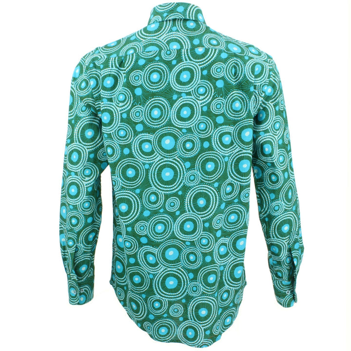 Regular Fit Long Sleeve Shirt - Green & White Circles